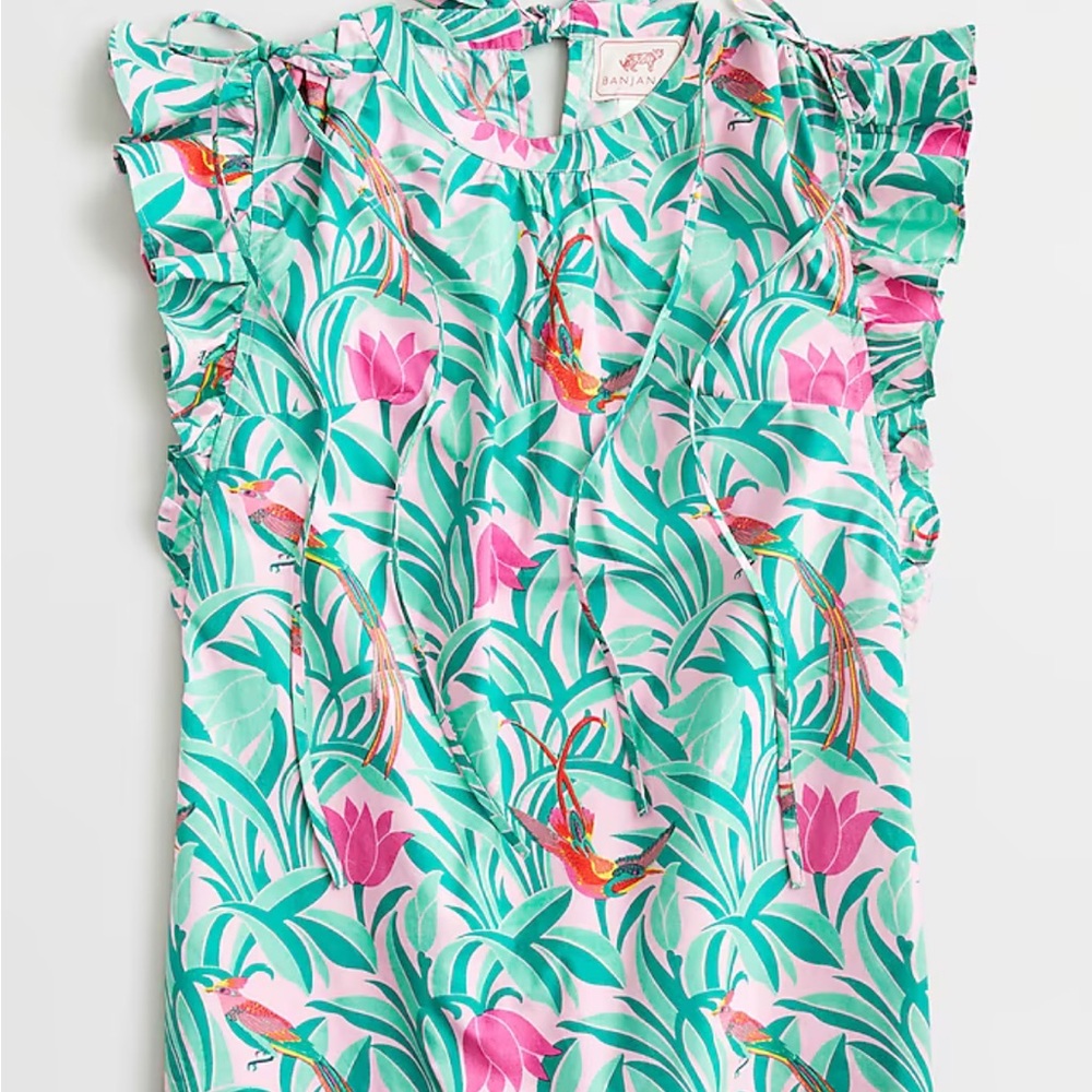 Banjanan Green and Pink Floral Blouse